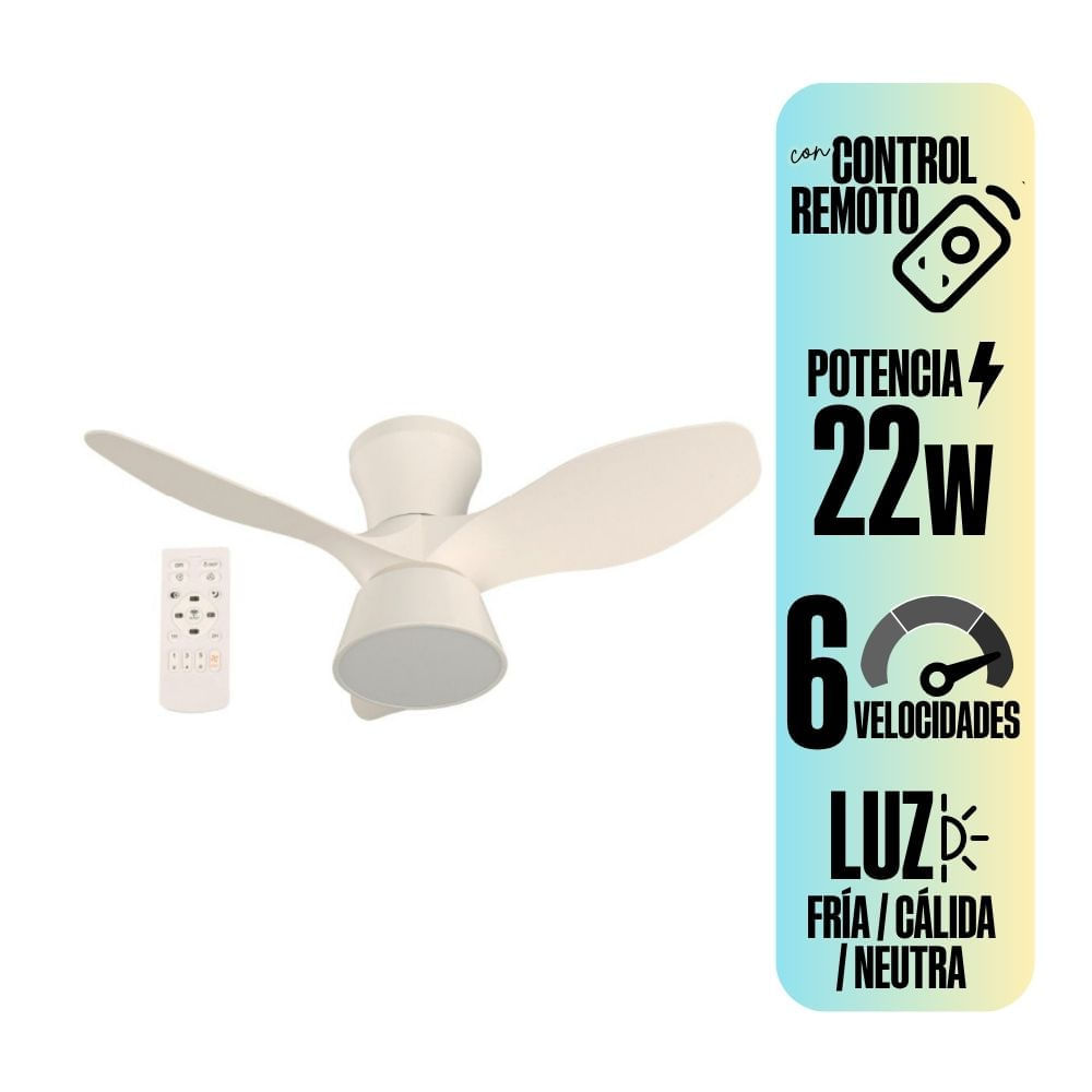 Ventilador de techo Led 22W 3cct 32"" con control Ikelite