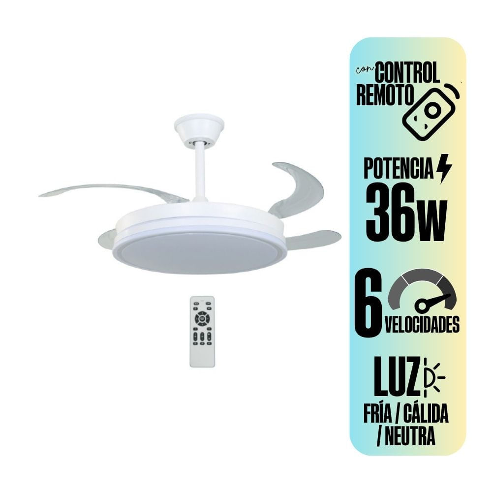 Ventilador de techo LED 36W 3cct 42"" con control Ikelite