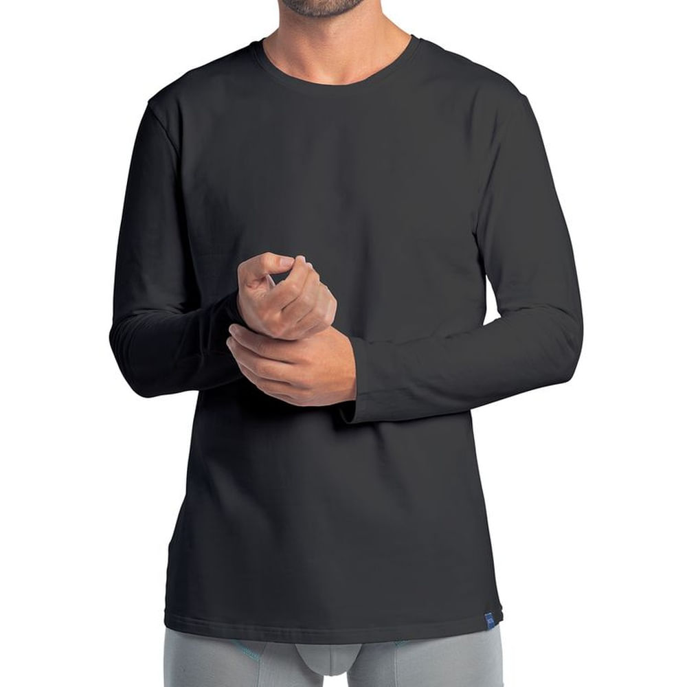 Polo Manga Larga Cuello Redondo MT4429 S Negro