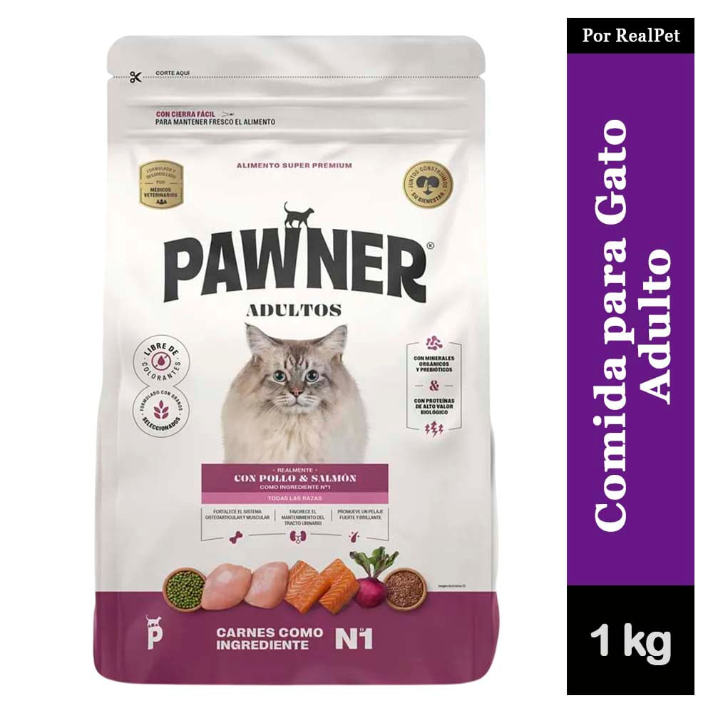 Comida para Gato Adulto Pawner Pollo y Salmón 1 kg