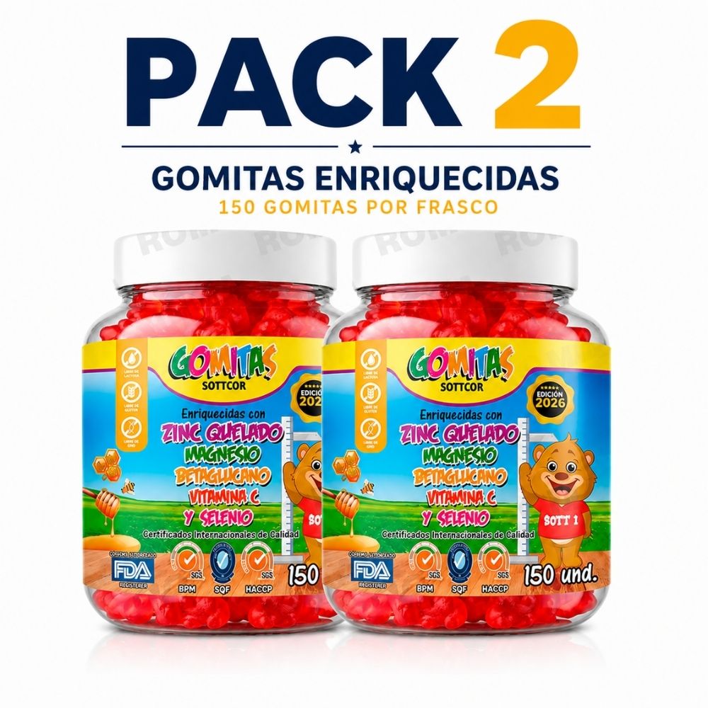 PACK 2 GOMITAS ZINC NIÑOS 300 GOMITAS SOTTCOR LABS