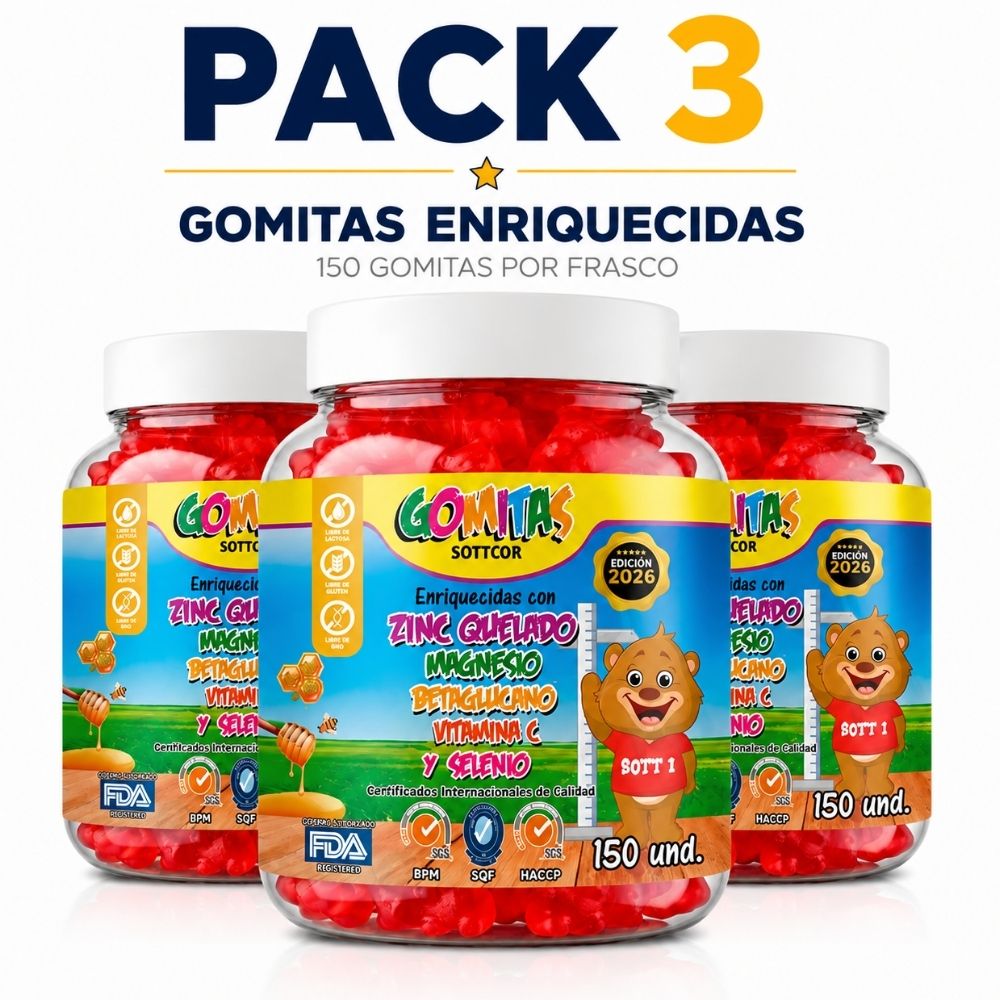 PACK 3 GOMITAS ZINC NIÑOS 450 GOMITAS SOTTCOR LABS