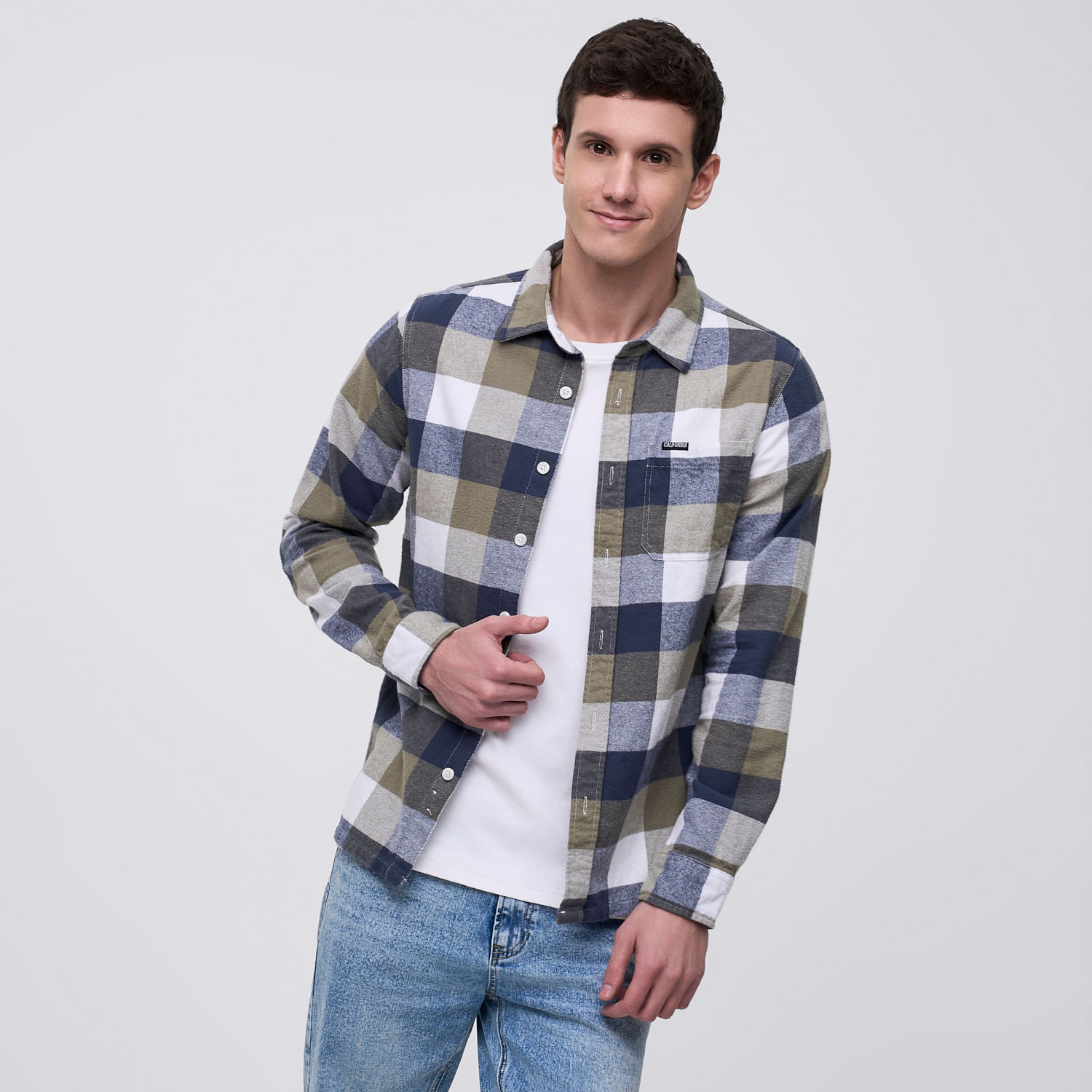 Camisa Manga Larga Hombre Flannel Checks Amc Verde Talla XL