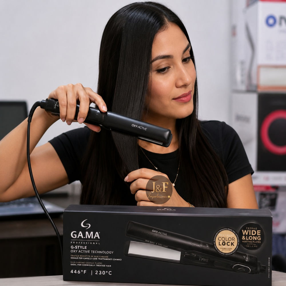 PLANCHA ALISADORA GA.MA G-STYLE GSE ON OFF PTC OXY ACTIVE PROFESIONAL 220V DE PLACA ANCHA Y LARGA