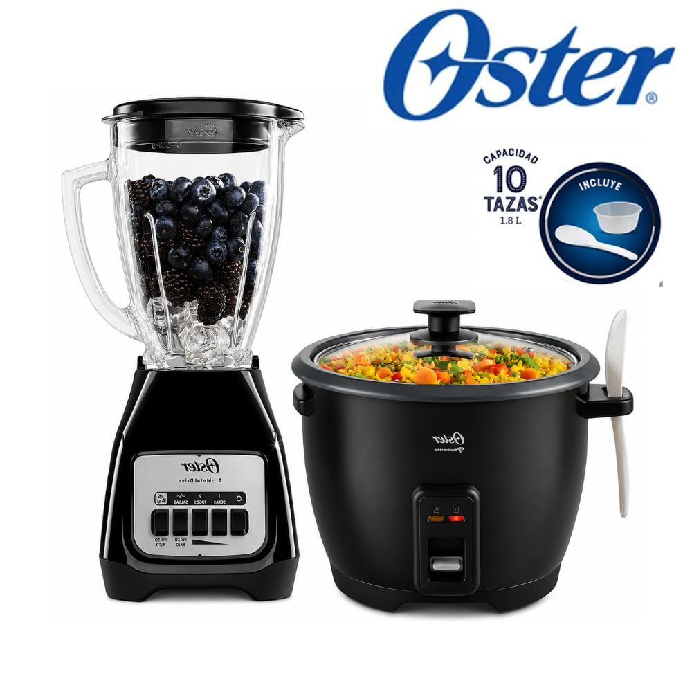 Combo Oster Licuadora BLSTKAGBPB con Arrocera CKSTRCB10DF BLK 1.8 llitros Negro