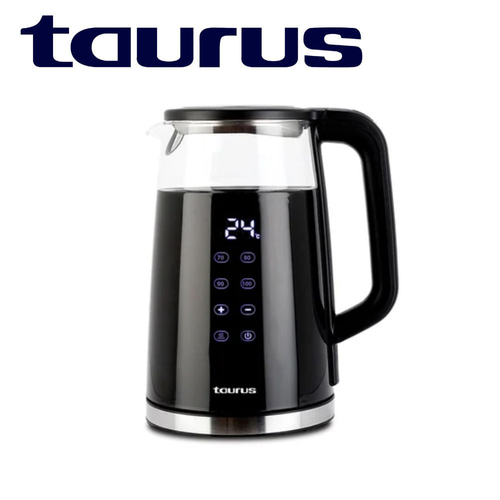 Hervidor Taurus Neoglass 1.7 L Vidrio  Temperatura Programable Negro