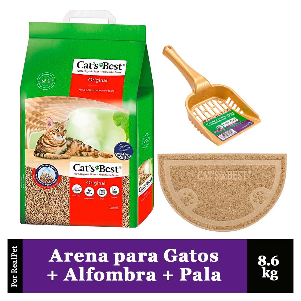Arena para Gatos Cats Best Original 8.6 kg + Alfombra + Pala de arena