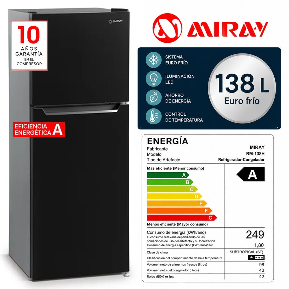 Refrigeradora RM-138H Eurofrío 138L Silver