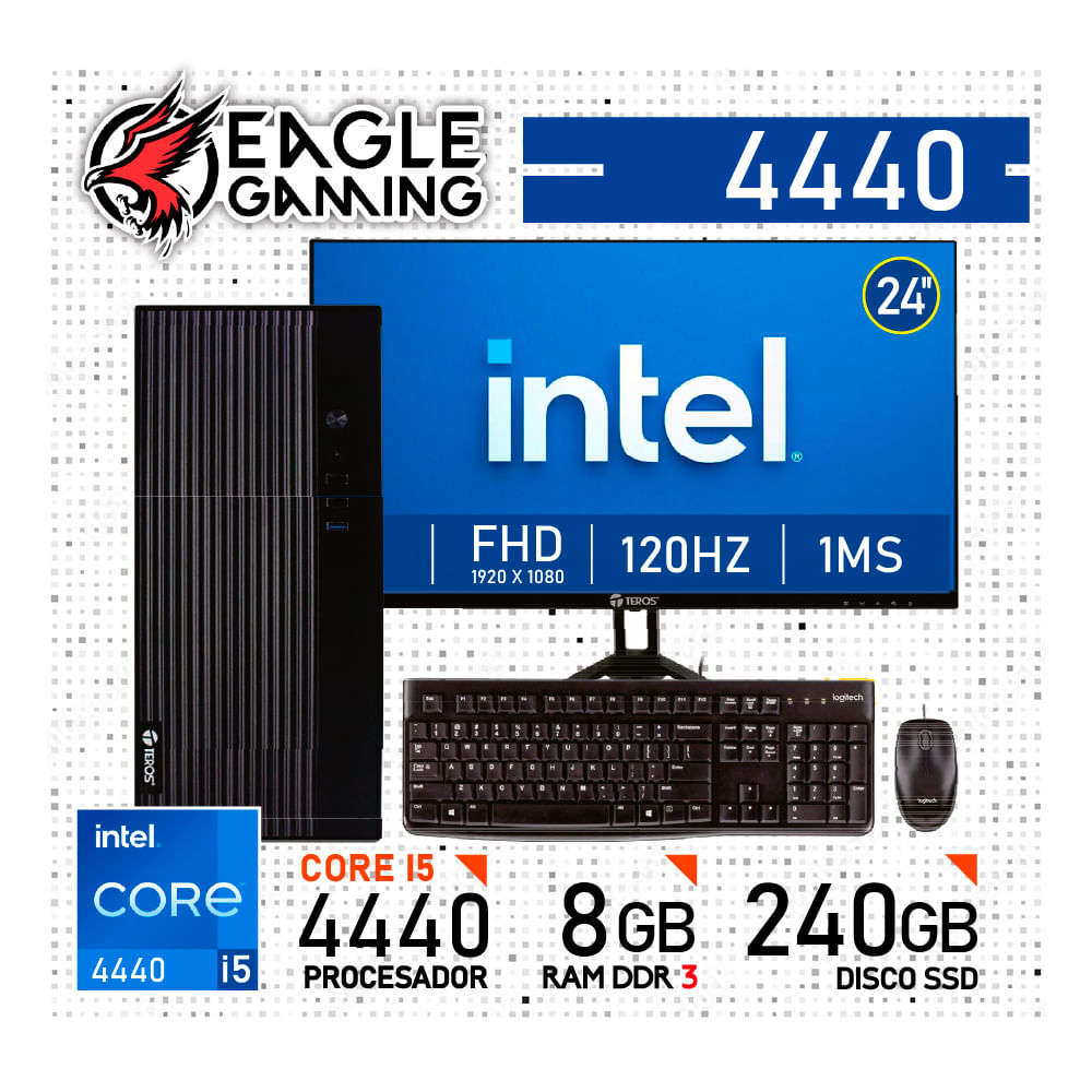 COMPUTADORA PC INTEL CORE i5 4440 - 8 GB RAM DDR3 - 240GB SSD - Monitor 24 inches con KIT LOGITECH