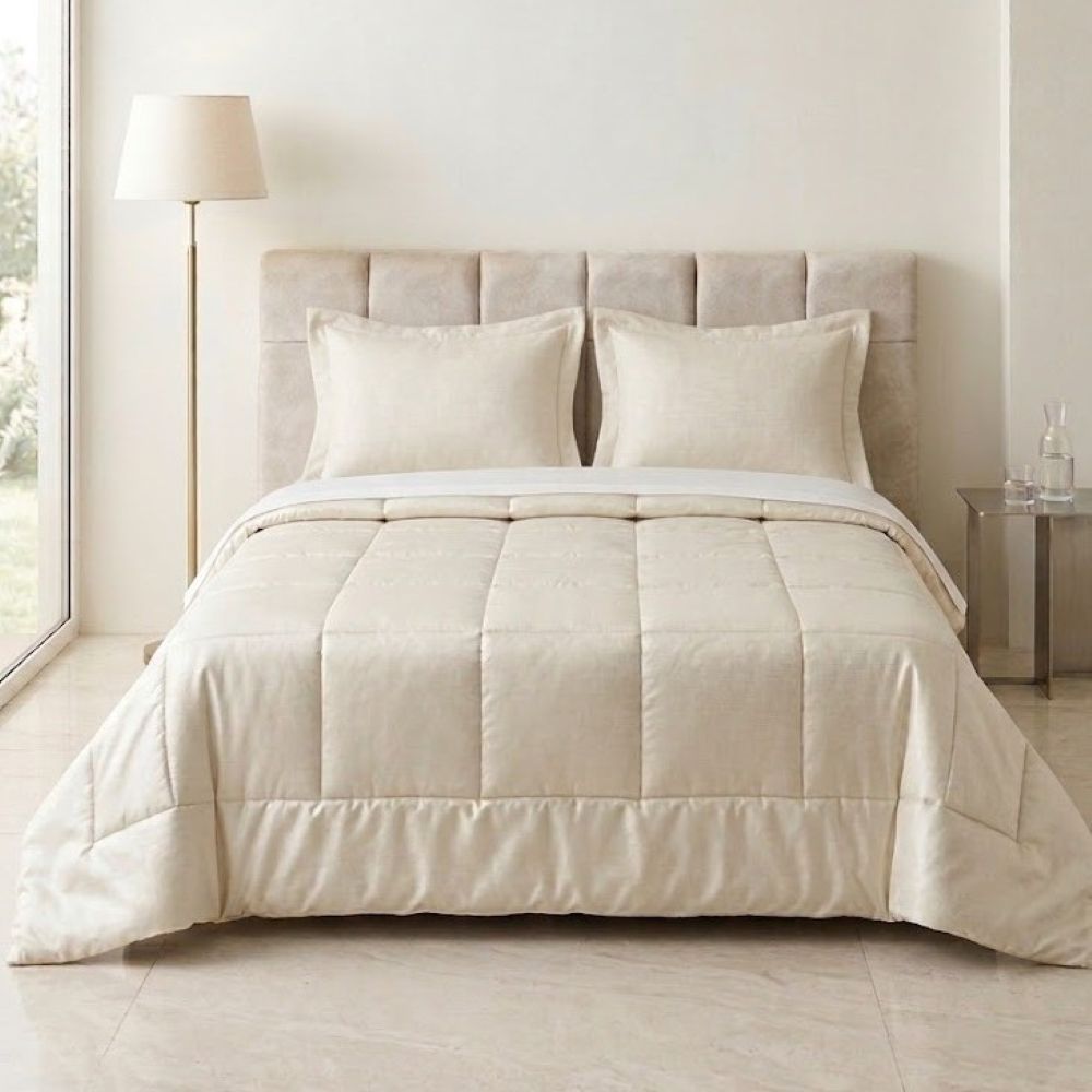 Cubrecama Premium Algodón Pima Color Soft Perla 1 Plaza
