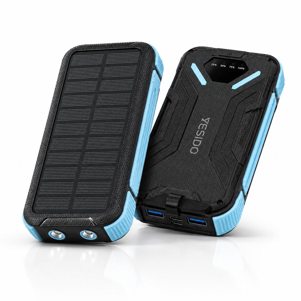Power Bank Solar Yesido PB205 30000 Mah Bateria Portatil Celeste