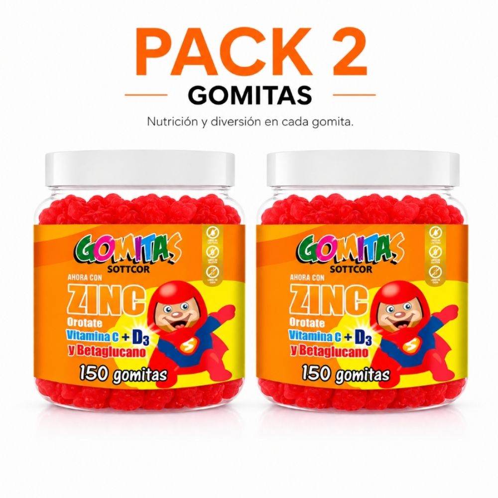PACK 2 GOMITAS ZINC OROTATE NIÑOS 300 GOMITAS SOTTCOR LABS