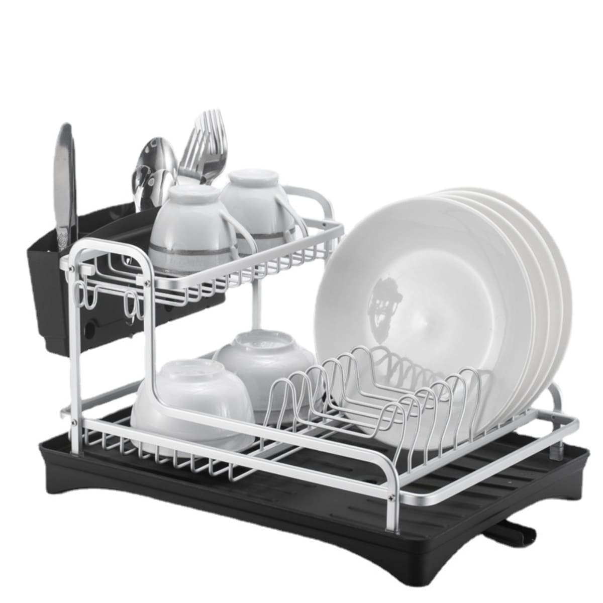 Escurridor De Platos De 2 Niveles De Aluminio Modelo 422 Plateado 183PLT01