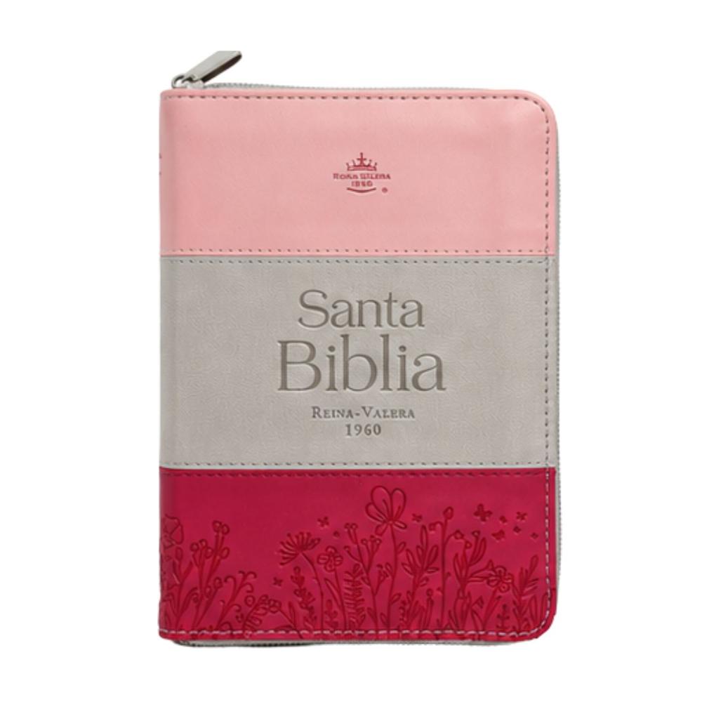 Biblia Reina Valera 1960 Mediana Rosa Gris Y Fucsia