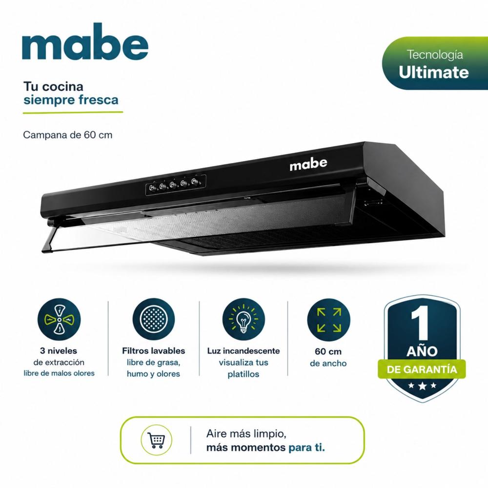 Campana Extractora Mabe CMU6020PB0 60cm