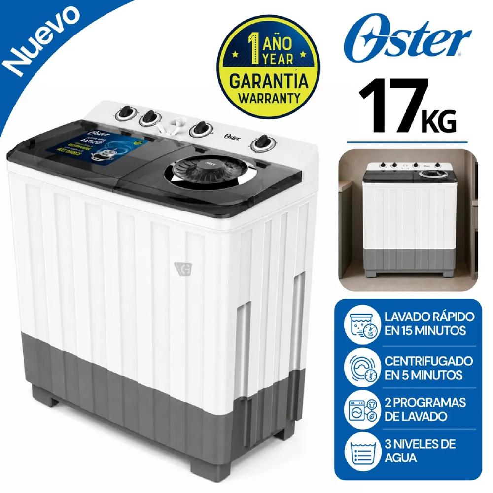 Lavadora semiautomática de 17 kg blanca Oster - OS-SAWMK0017W
