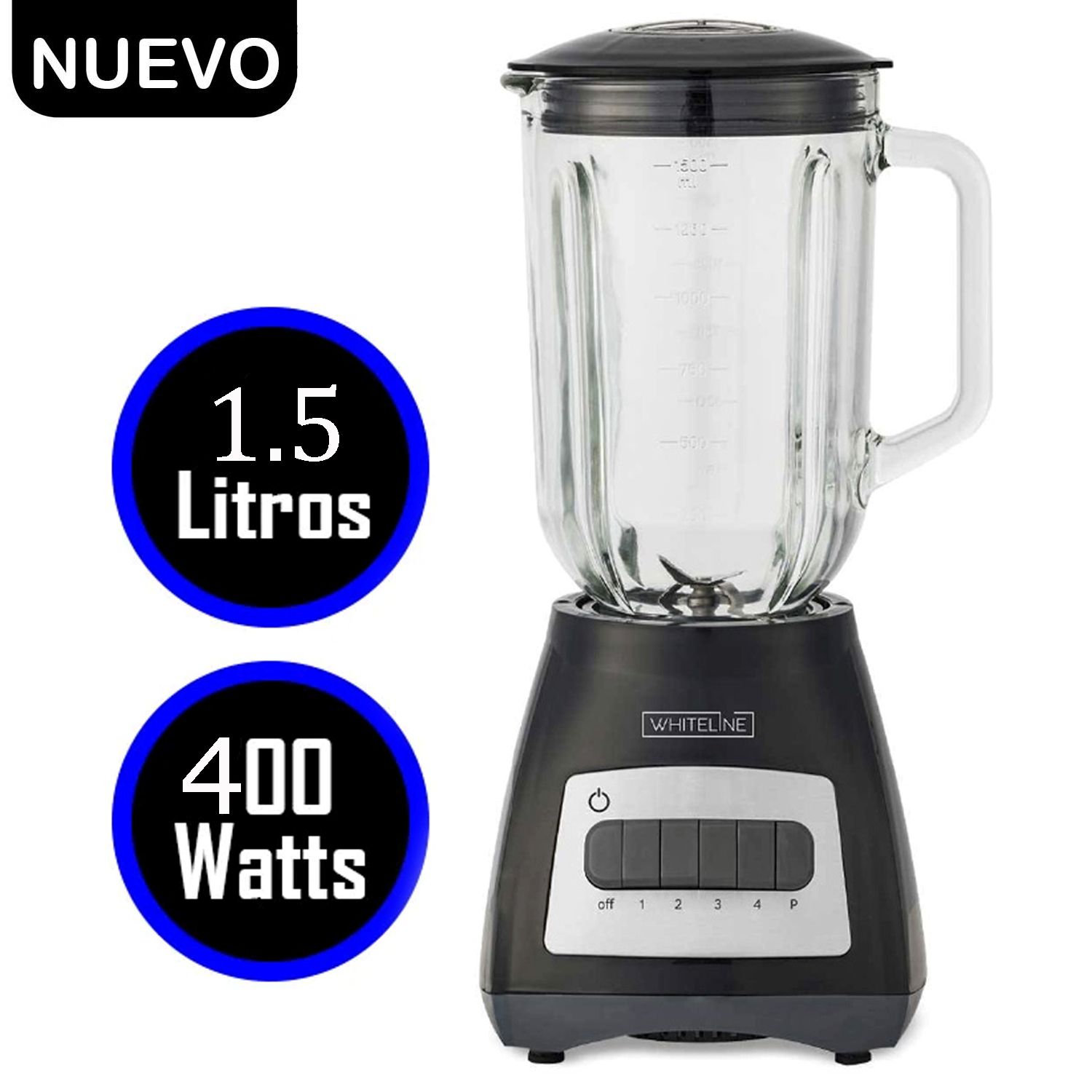 Licuadora  Vaso de Vidrio 1.5 Litros - Whiteline