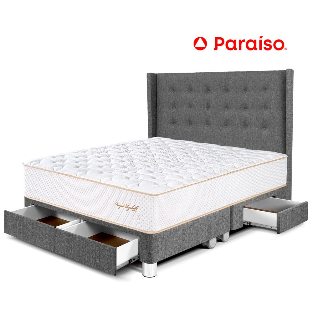 Dormitorio Cajones Royal Elizabeth Queen Cabecera Gold Gris