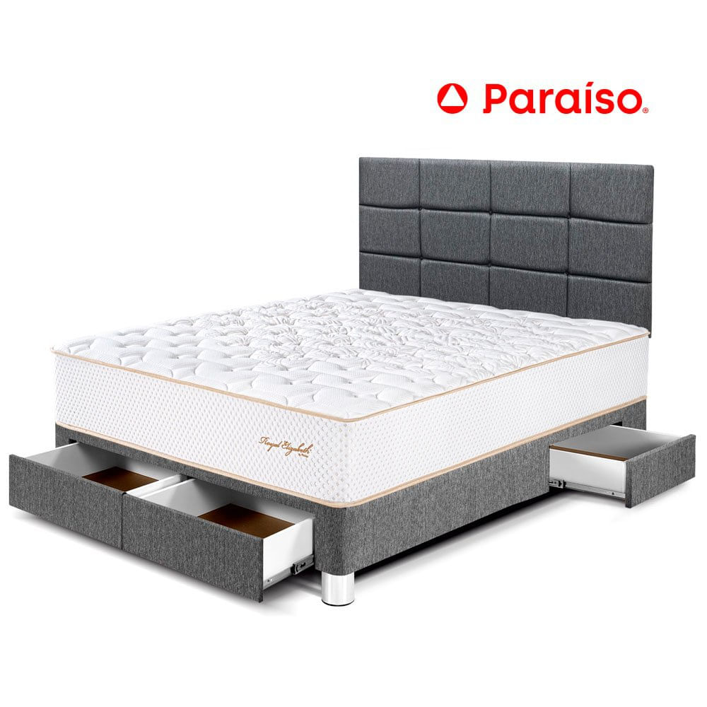 Dormitorio Royal Elizabeth Con Cajones Cabecera Blocks 2 Plazas Gris