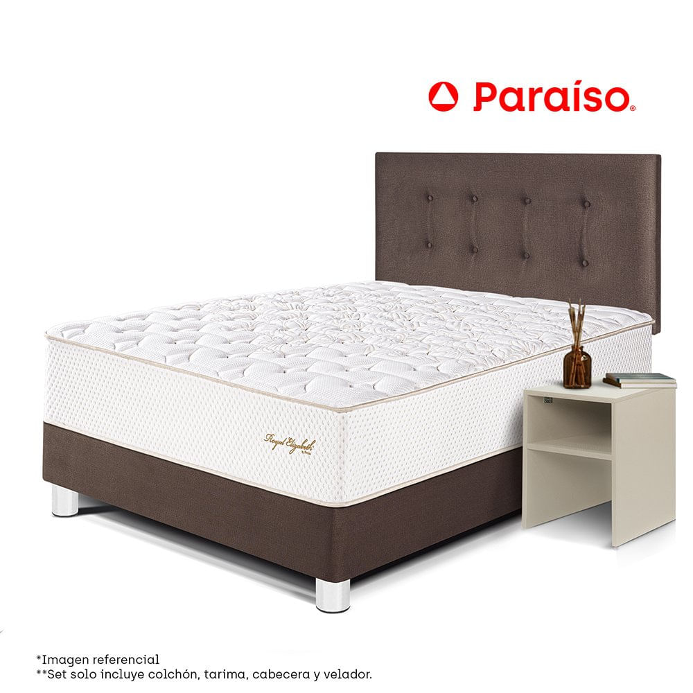 Dormitorio Royal Elizabeth 1.5 Plazas + Velador Repisa Chocolate