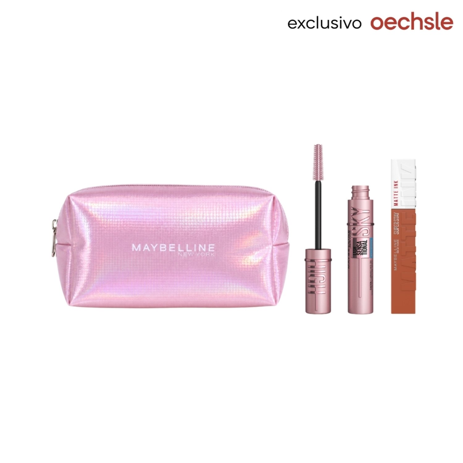 Set Máscara De Pestañas Maybelline Skyhigh + Labial Líqudo Superstay Matte Ink Amazonian