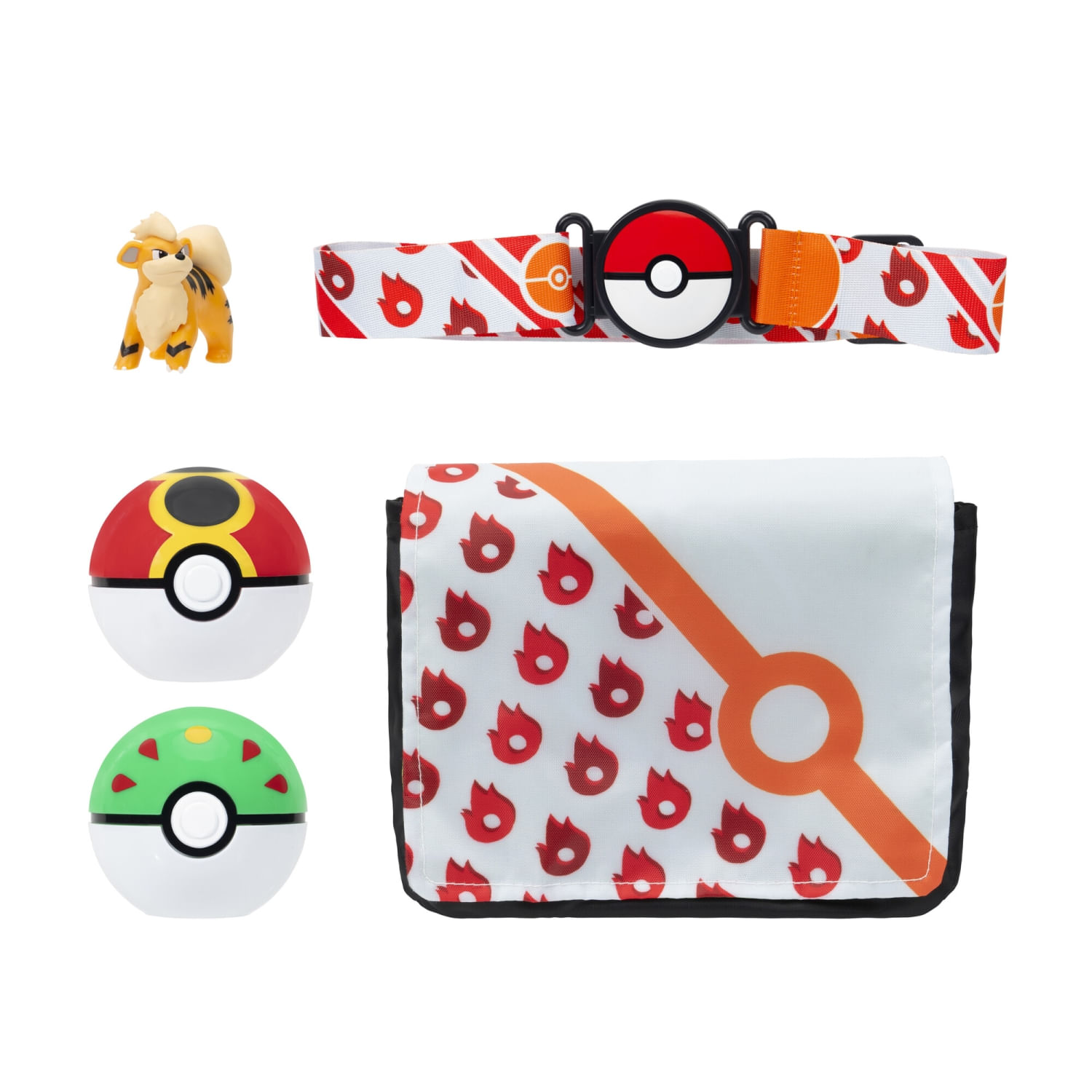 Set De Bolso Bandolera Con Pokébola Y Figura Growlithe Pokémon