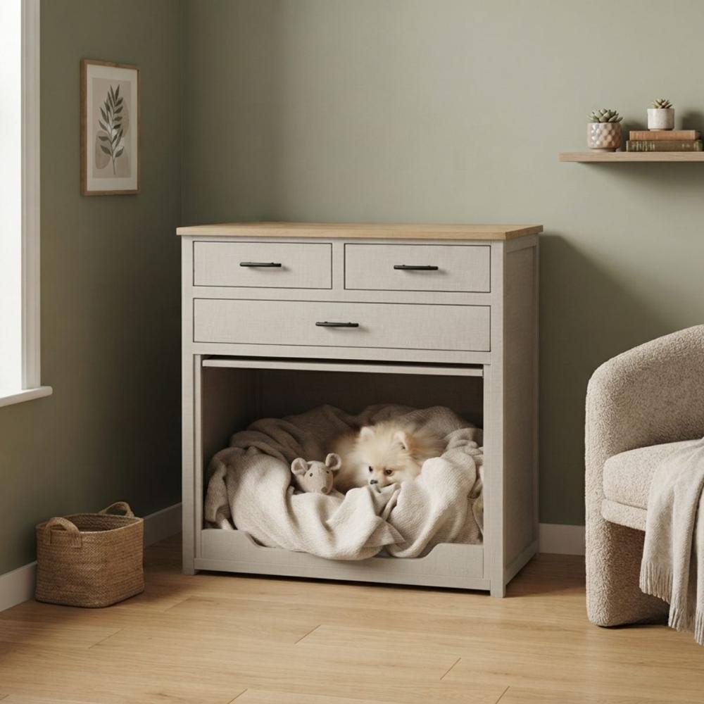 Casa para mascotas y cómoda Peter Gris y Beige| Masiva Home