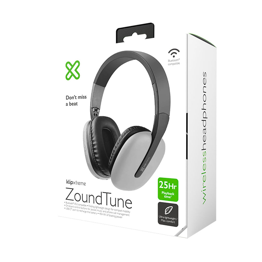 Audífonos Bluetooth Klip Xtreme Supraaurales KWH-010GR con Micrófono 25 Horas Gris