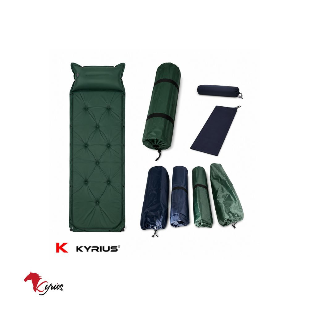 Colchoneta Inflable de Camping con Almohada verde