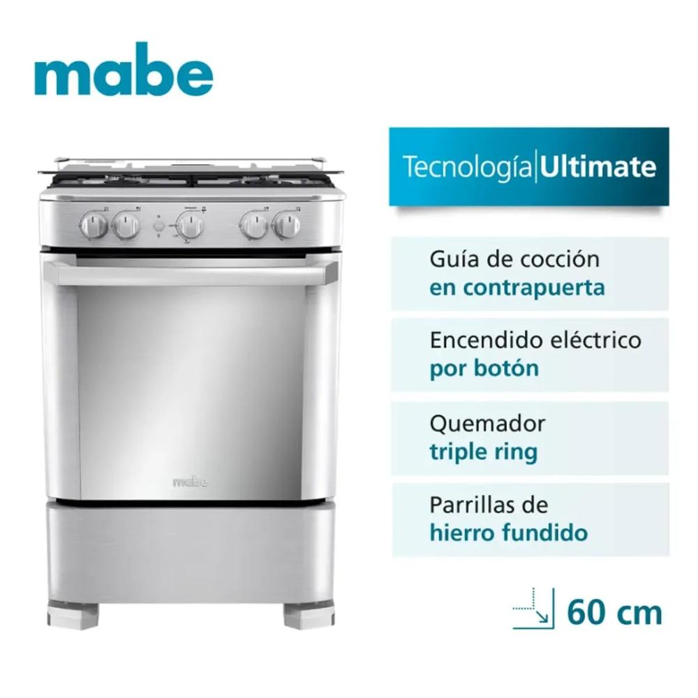 Cocina de pie Mabe CMP6040FX1 60cm 4 hornillas