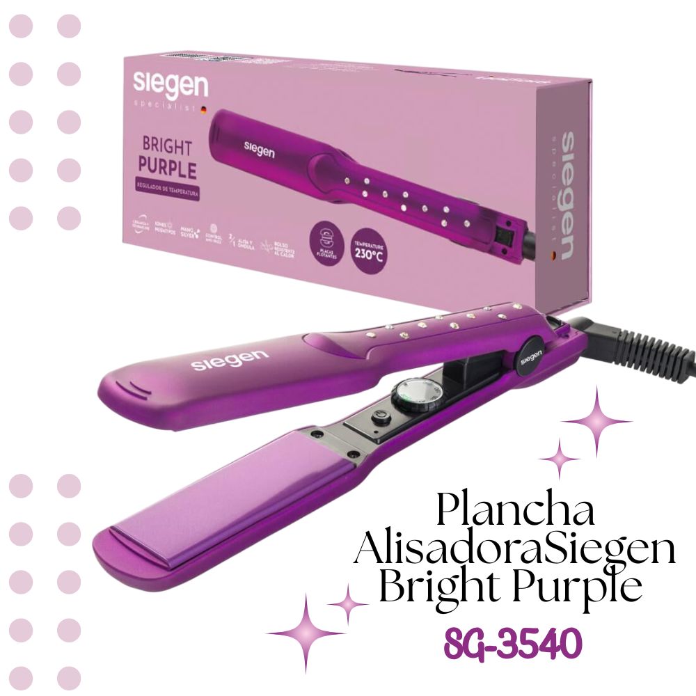 Plancha Alisadora de Cabello Siegen  Bright Purple SG-3540