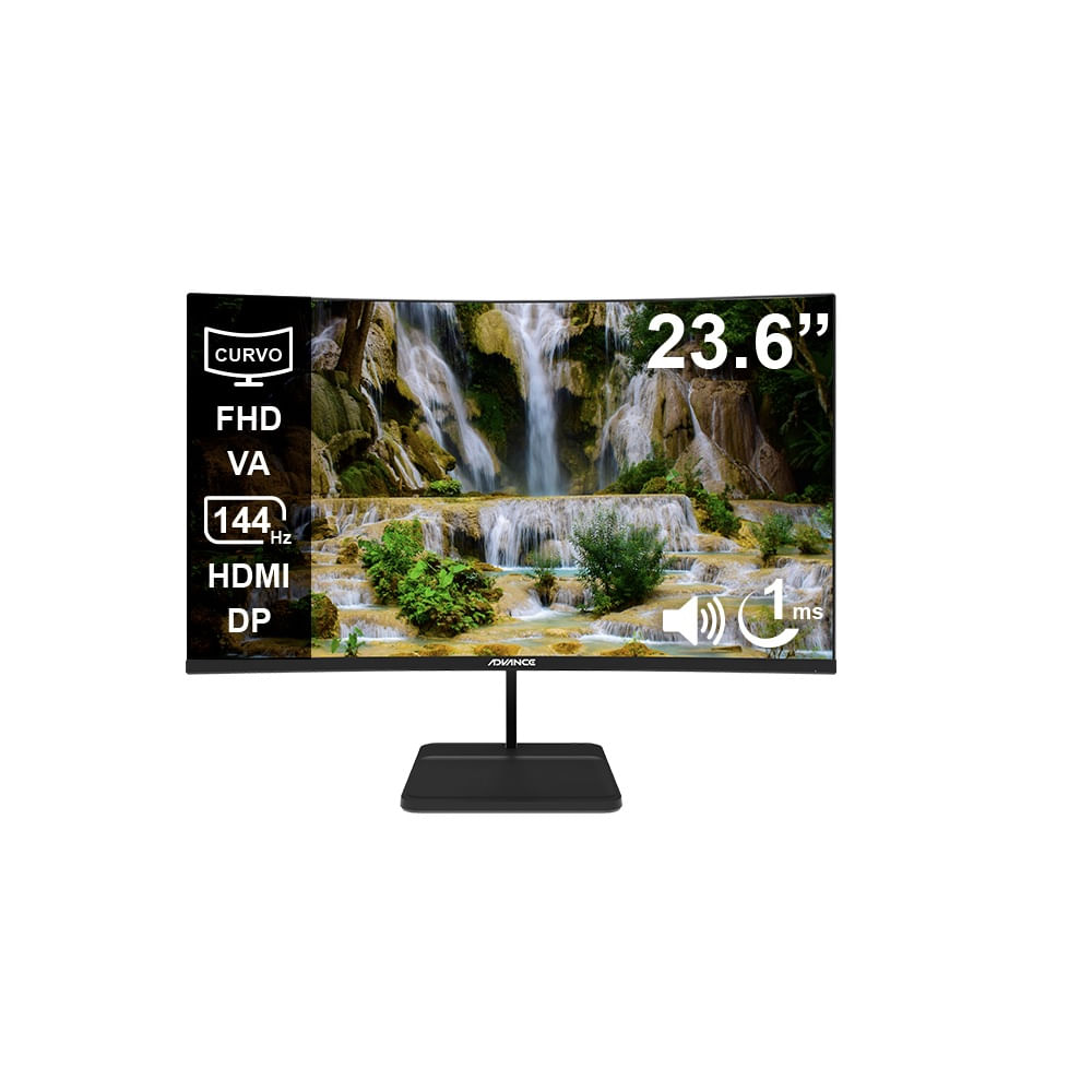 Monitor curvo ADVANCE ADV-2456S 23.6 Pulg FHD VA 144Hz 1ms HDMI DP Audio out Parlantes