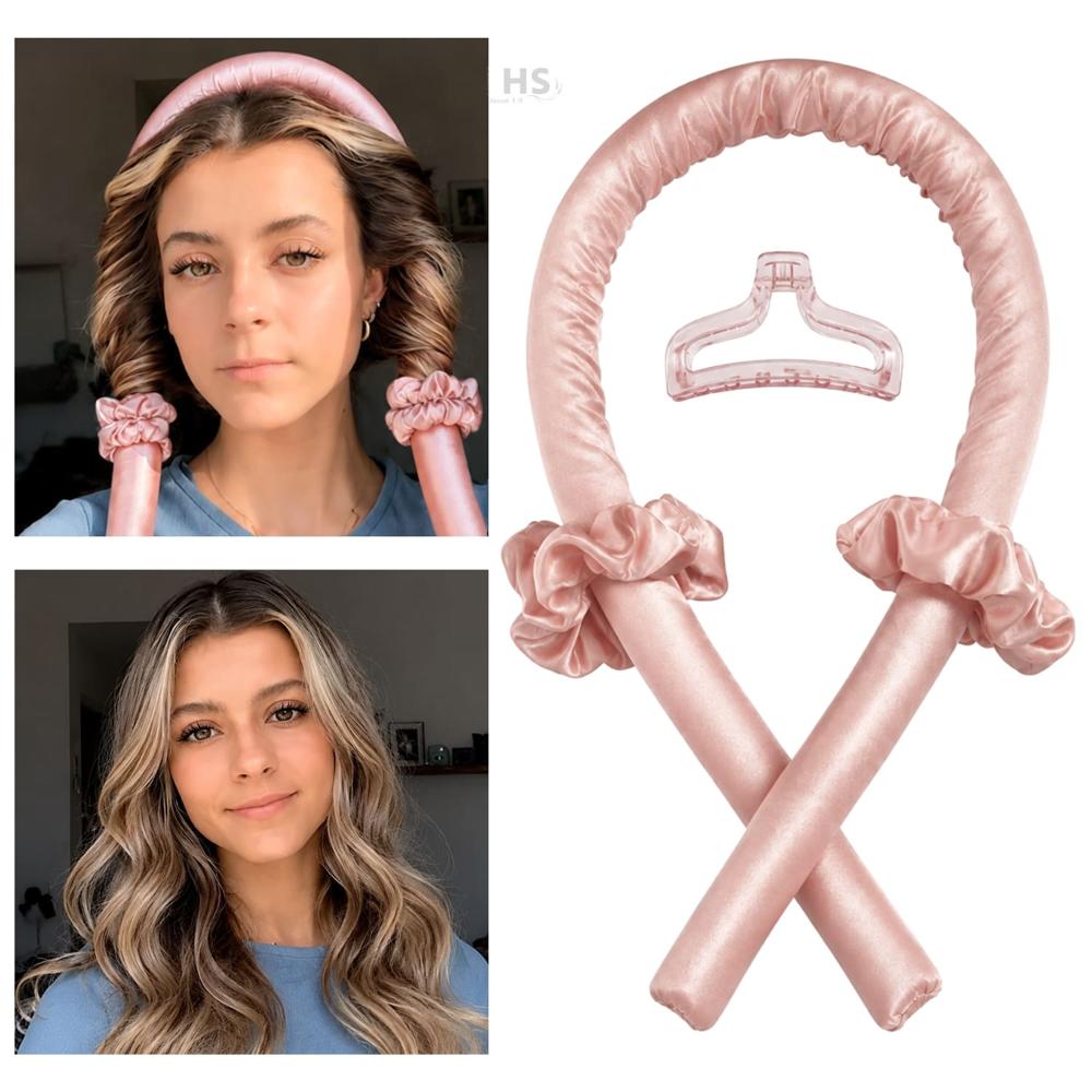 Kit Rizador De Cabello Sin Calor Con Accesorios Rizos Naturales Rose Gold