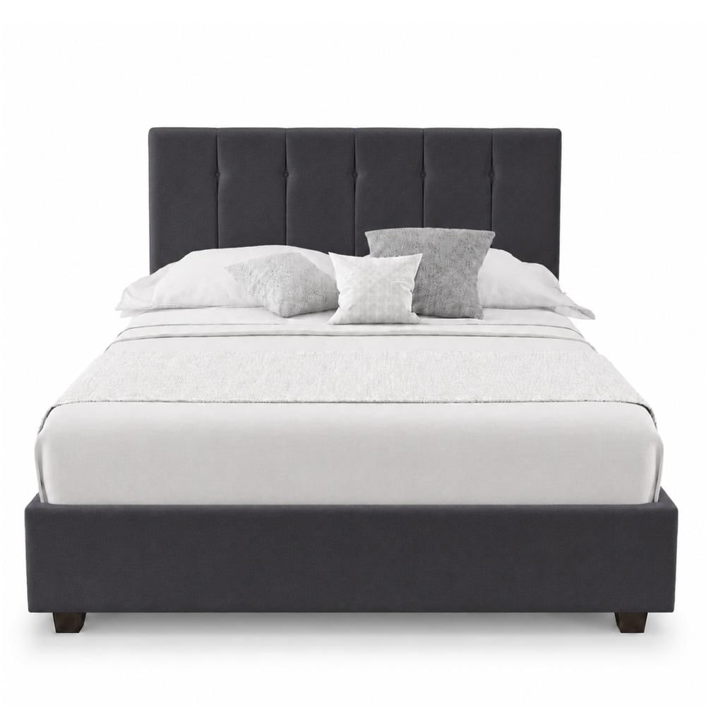 Cama Tapizada Listón Capri LeMueble Queen Gris Oscuro