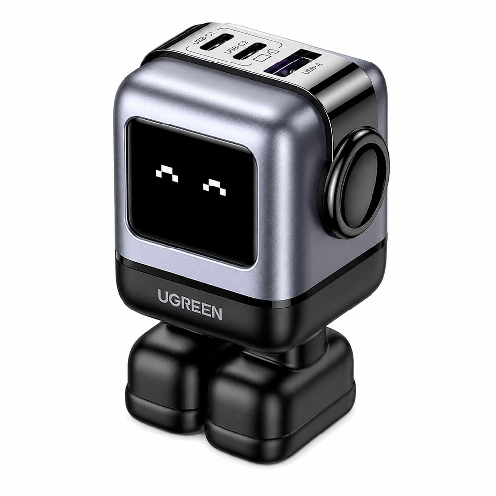 Cargador de Pared Ugreen CD361 Uno Robot GaN 65W USB-C USB-A Negro