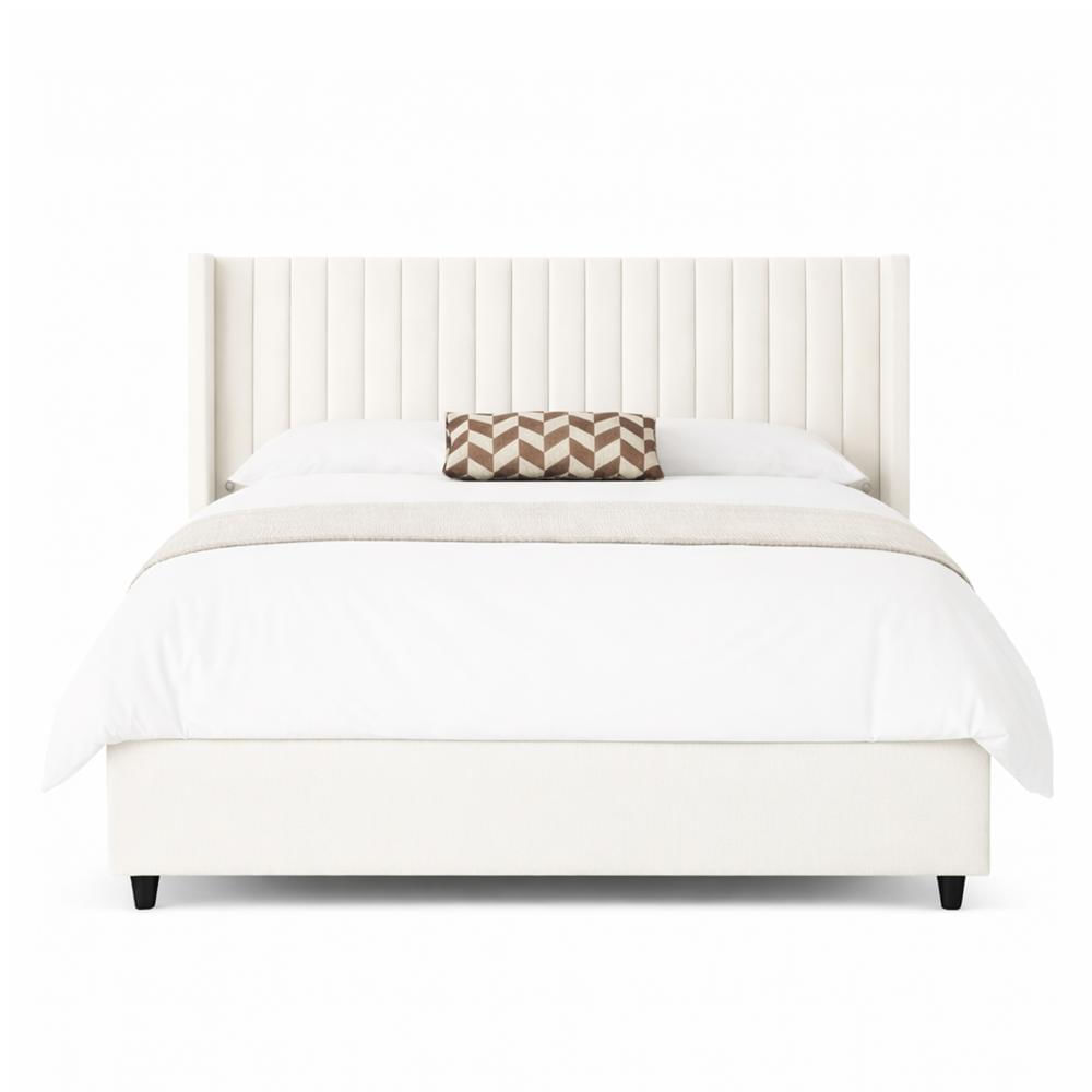 Cama Tapizada Panel LeMueble Queen Ivory