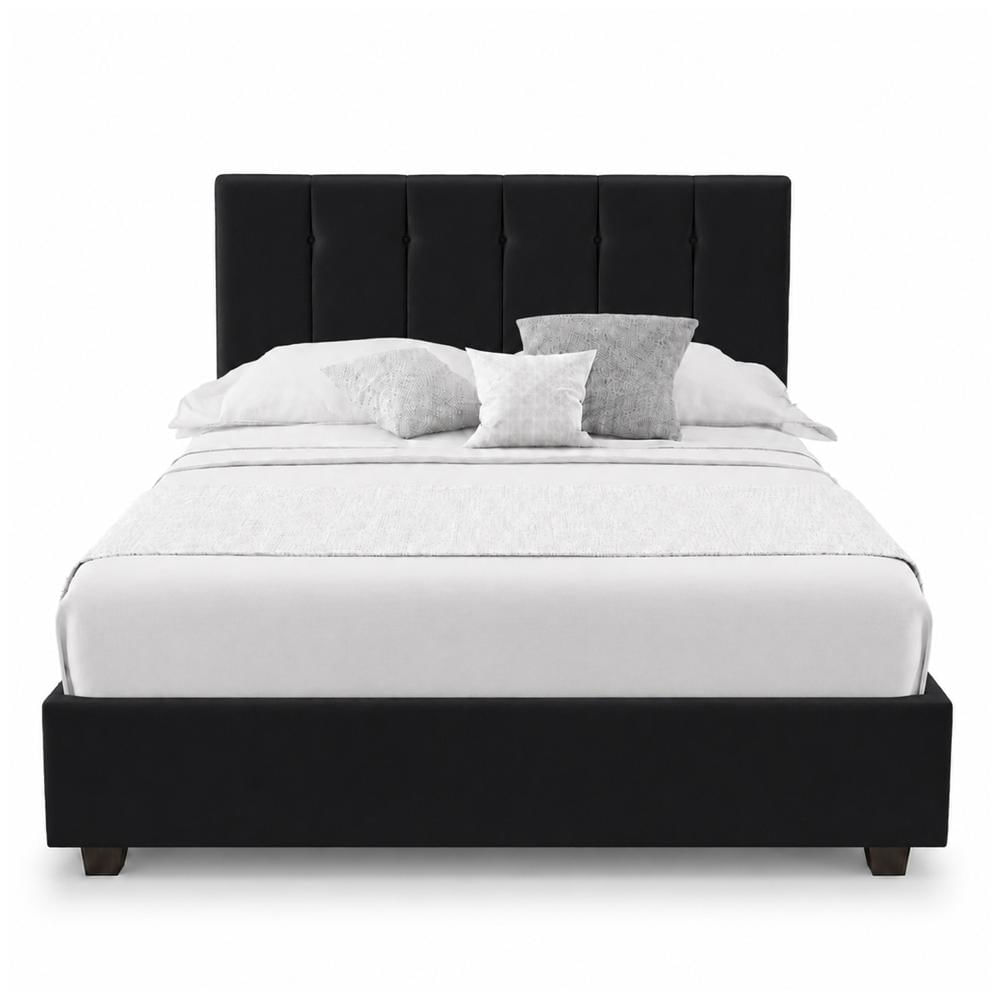 Cama Tapizada Listón Capri LeMueble 2 Plazas Negro
