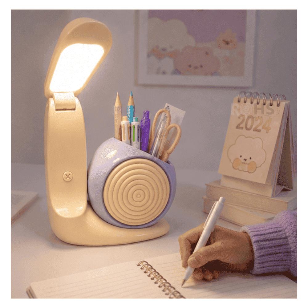 Lámpara LED Plegable Con Portalápices Diseño Caracol Recargable USB