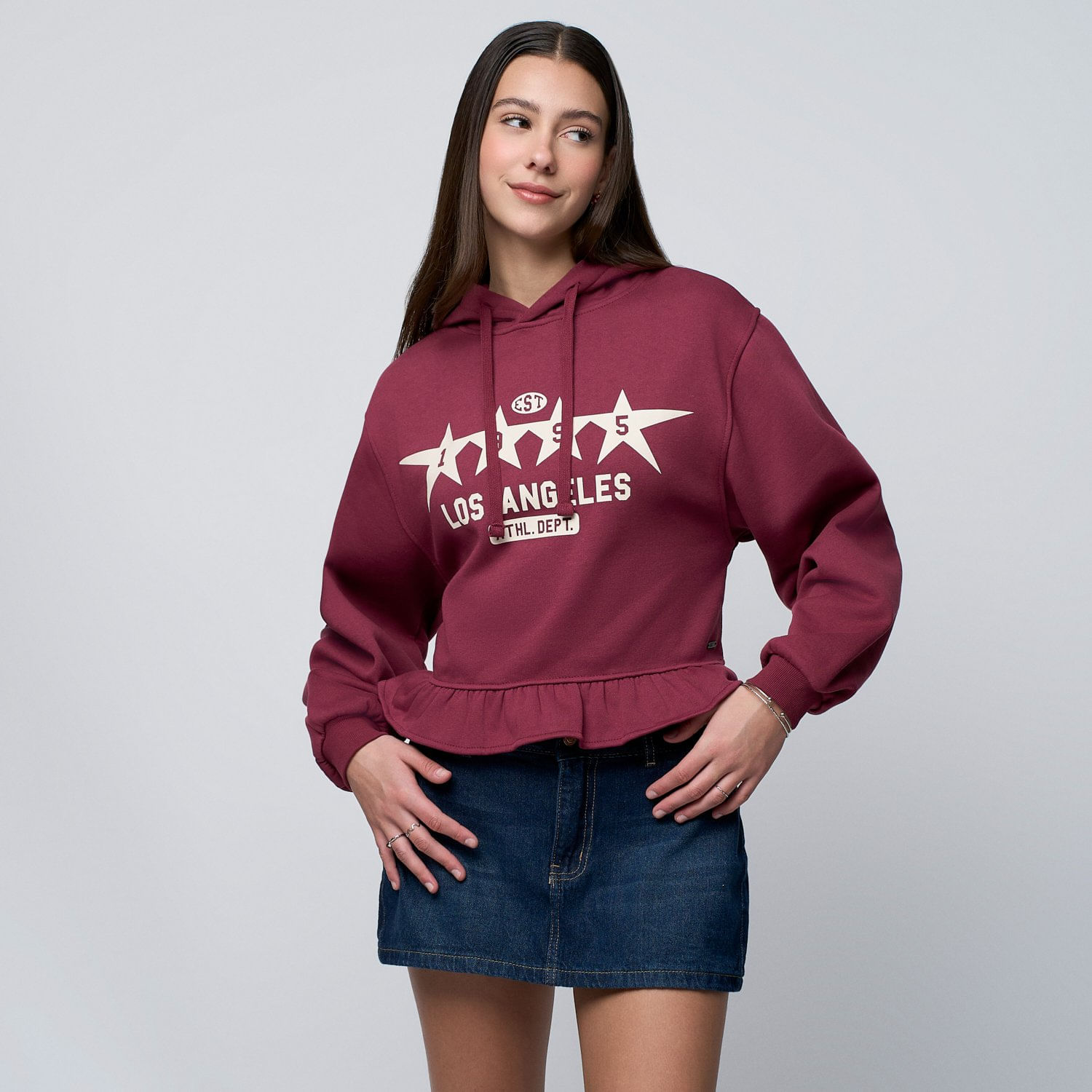 Polera Mujer Hood Amc Guinda S