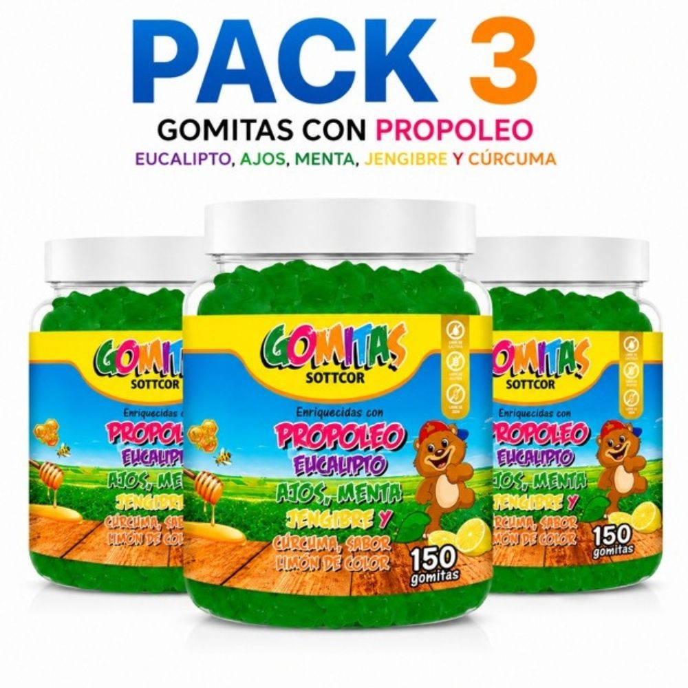 PACK 3 GOMITAS PROPÓLEO PARA ADULTOS 450 GOMITAS SOTTCOR LABS