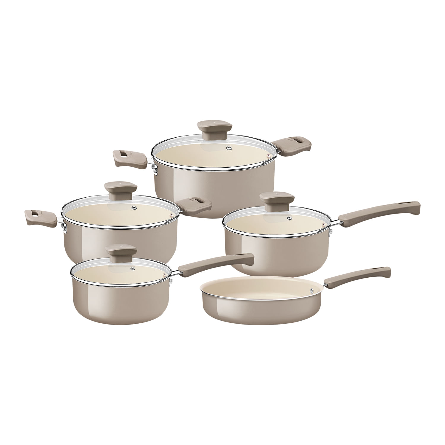 Juego De Ollas 9 Piezas Beige