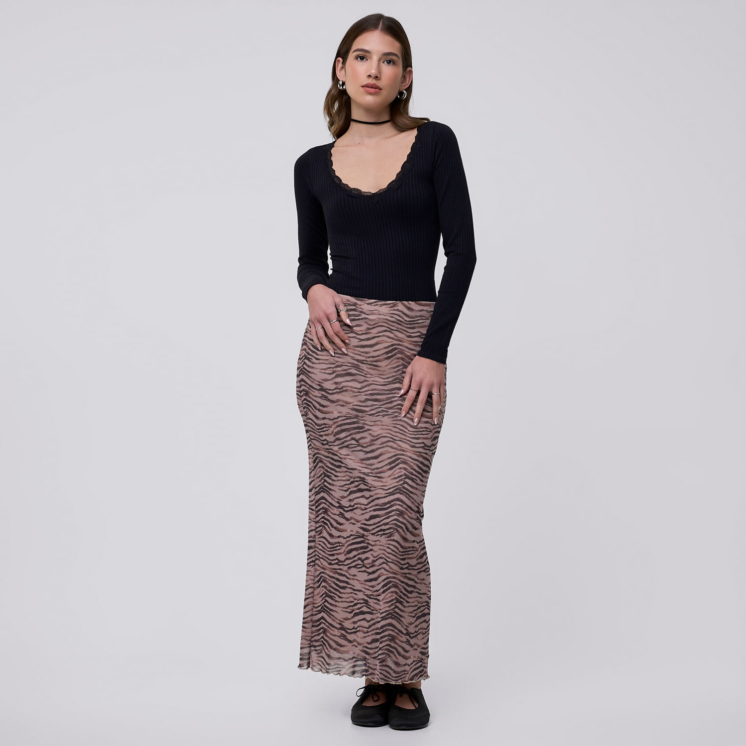 Falda Larga Mujer Leo Hypnotic Beige XS