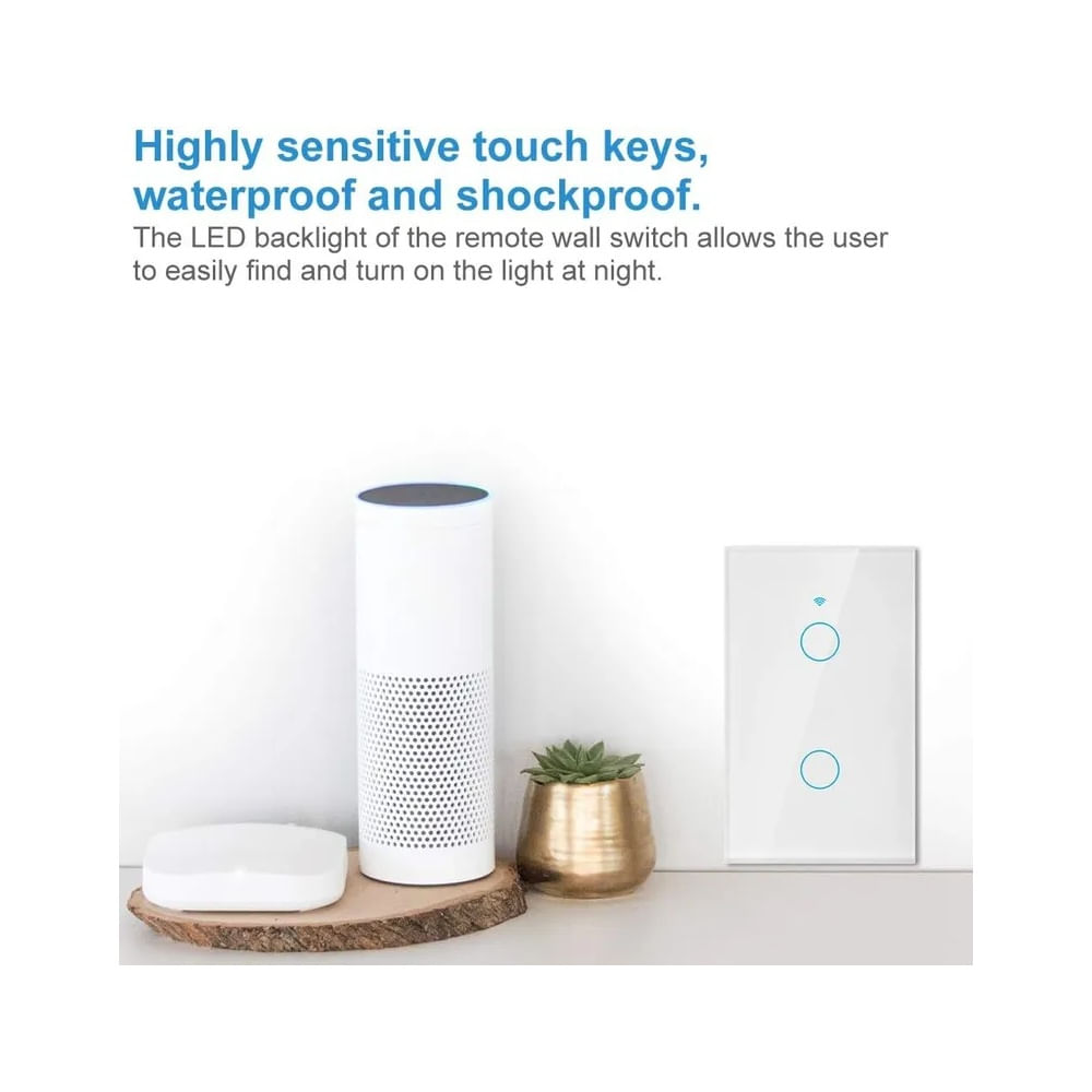 Interruptor Inteligente Wifi Smart Pared Alexa Google Home WS-US-2C Blanco