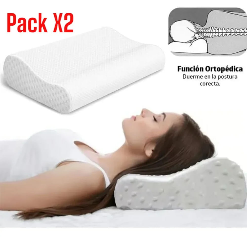 Combo X2 Almohada Ortopedica Evita Ronquidos Viscoelastica 2 Piezas
