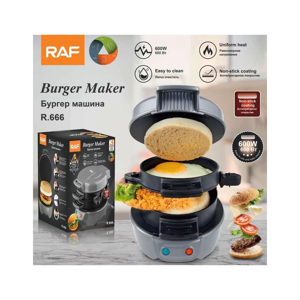 Máquina para Sandwichera Desayuno Freir Huevos Tostadora Burger Maker