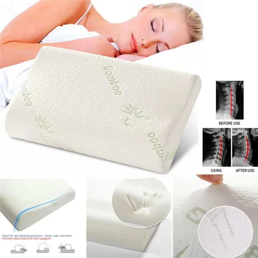 Almohada Ortopédica Cervical Memory Foam - Funda de Bambú Ergonómica para Dolor de Cuello