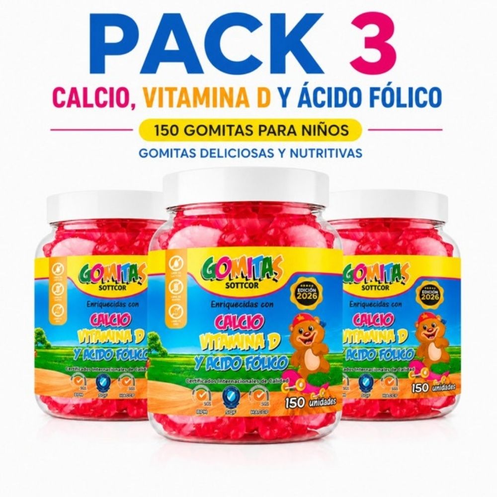 PACK 3 GOMITAS CALCIO NIÑOS 450 GOMITAS SOTTCOR LABS