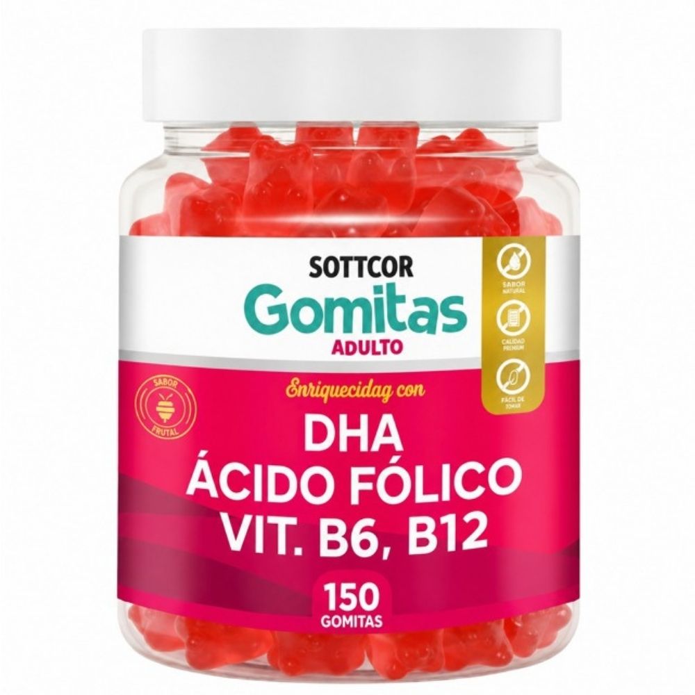 GOMITAS DHA ACIDO FOLICO PARA ADULTOS 150 GOMITAS SOTTCOR LABS