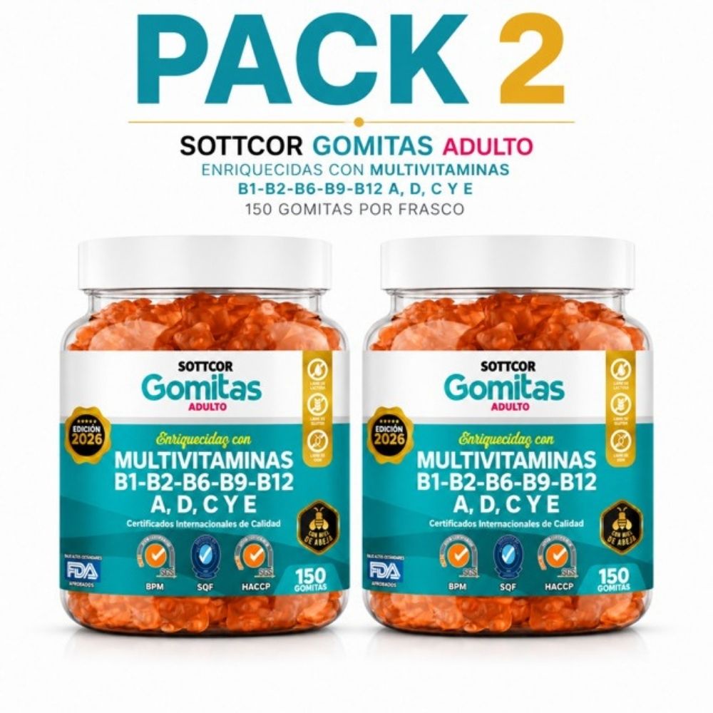 PACK 2 GOMITAS MULTIVITAMINAS PARA ADULTOS 300 GOMITAS SOTTCOR LABS