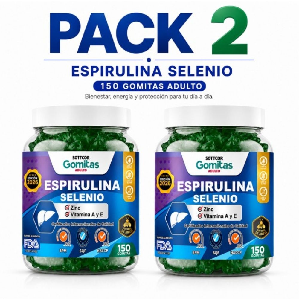 PACK 2 GOMITAS ESPIRULINA SELENIO PARA ADULTOS 300 GOMITAS SOTTCOR LABS